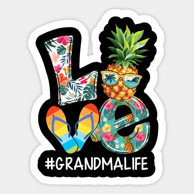 Love Grandma Life Summer Pineapple Flip Flop Sticker by Magazine